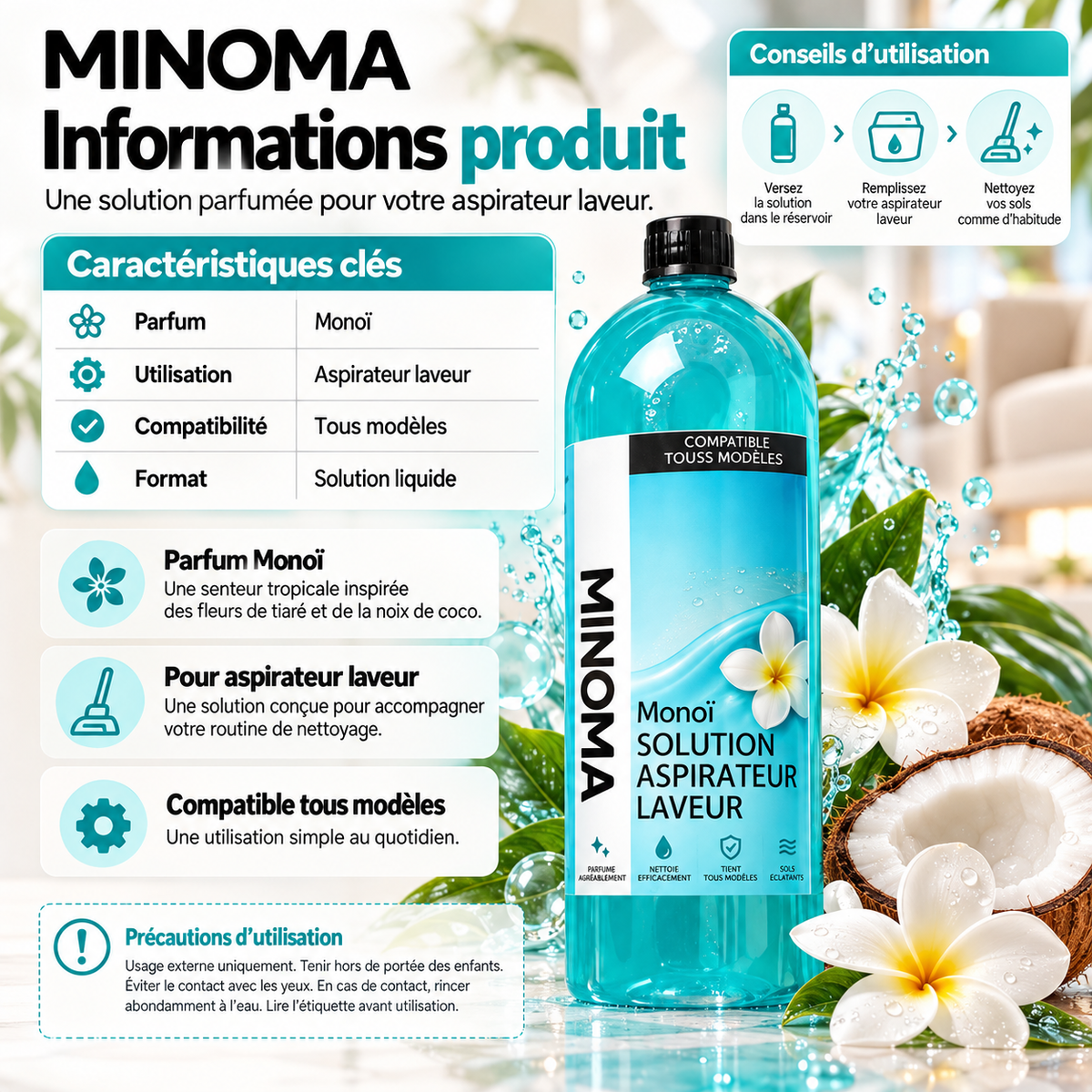 Solution Aspirateur Laveur Monoï